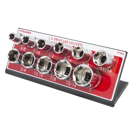 Steelman 1/2-Inch Drive Angled 11-Post SAE Socket Rack 97052